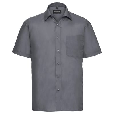 Russell Collection Heren Poplin Easy-Care overhemd met korte mouwen (Konvooi Grijs)