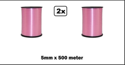 2x Krullint roze 5mm x 500meter krul lint thema feest decoratie kado kado gold verjaardag