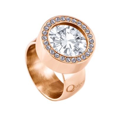 Quiges RVS Schroefsysteem Zirkonia Ring Rosegoudkleurig 16mm met Verwisselbare 12mm Mini Munt - SLSRS49516