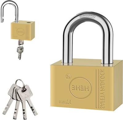 Zware Messing Hangslot voor Beveiliging van Appartement Deuren, Versterkte Slot met Sleutel, 30mm Veiligheidsoplossing