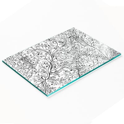 Stijlvol en duurzaam glazen bord met print van ineengestrengelde takken, 80x52 cm