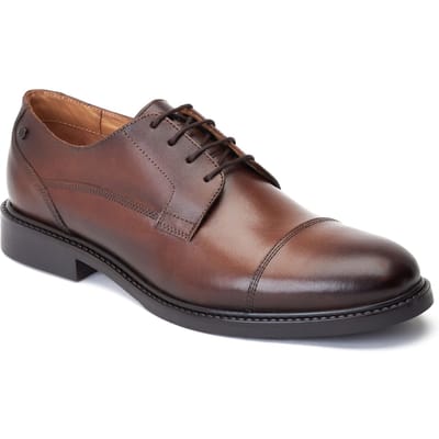 Base London Magnus Leren Herenschoenen In Verbrand Bruin Oxford-Model