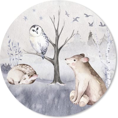 Muismat rond 20x20 cm - Mousepad Dieren - Winter - Hert - Ronde muismatten - Kerst - Cadeau - Kerstcadeau voor mannen en voor vrouwen