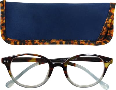 Lilly&June Leesbril Licht Blauw Transparant en Havana +1 - Met Bijpassend Etui