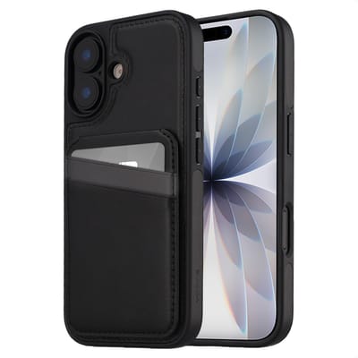 imoshion Hoesje - Geschikt voor Apple iPhone 17 - Backcover met kaarthouder en stand - Zwart