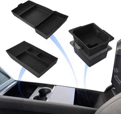 MMOBIEL Middenconsole Organizer voor Tesla Model Y/YL Juniper 2025–2026 & Model 3 2023–2025 Accessoires – 3-delige Auto Interieur Accessoires ABS & Siliconen – Antislip, Makkelijk te Reinigen