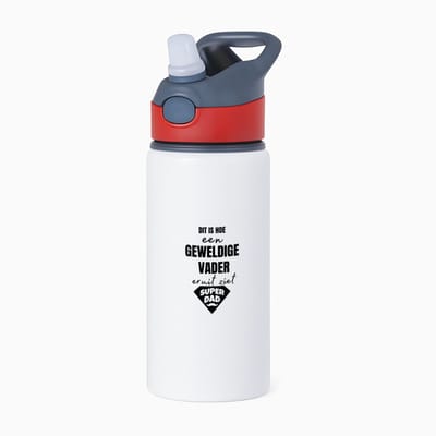 Hacebo® - Dit is hoe een geweldige vader eruit ziet waterfles met rietje rood - Vader - papa - Vaderdag - cadeau - verjaardag - kado - water fles - 650ML
