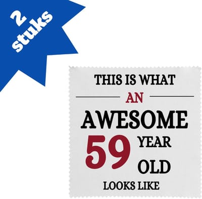 Akyol - awesome 59 year old looks like brillendoekjes - Hoera 59 jaar - 59 geworden - verjaardagscadeau - kado - gift - 17,8 bij 17,8 cm - 2 stuks