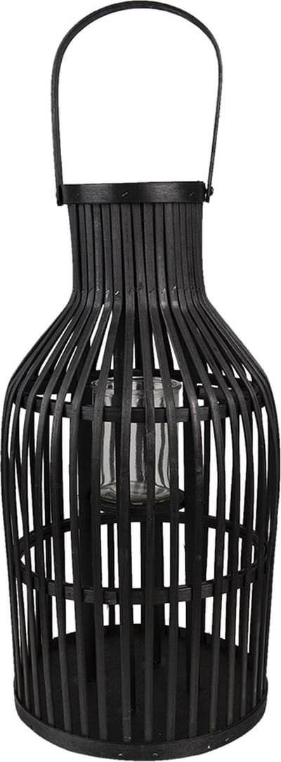 Clayre & Eef Windlicht Ø 23x39 cm Zwart Bamboe