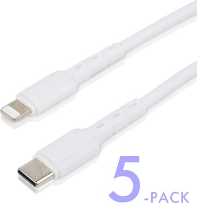 Snellaadkabel geschikt voor iPhone 14 / 13 / 12 / 11 / X / Pro / Max / Plus / Mini - USB-C naar Lightning Kabel - 1 Meter - 5 Stuks Groothandel Voordeelpack - 20W Snelladen & 480 Mbps Datakabel - Lange Levensduur
