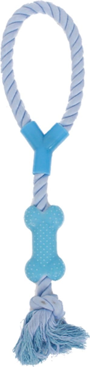 Nobleza Hondenspeelgoed - Hondentouw met lus en speeltje - Honden flostouw met kauwspeeltje - Blauw