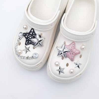 Schoenaccessoires-geschikt voor crocs charms- geschikt voor crocs pins- geschikt voor crocs Accessoires- geschikt voor Crocs Jibbitz-11 parelmoeren vijfpuntige sterren