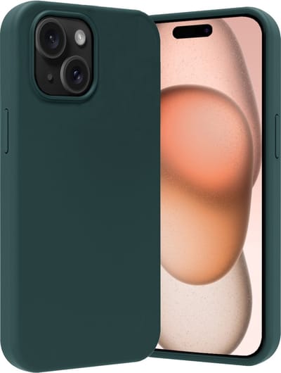Hoes - Geschikt voor Apple iPhone 15 - Sterk & Shockproof - Hoesje Cover - Siliconen Case - Donkergroen