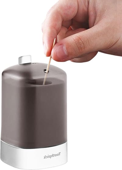 Tandenstoker Dispenser - Automatische Tandenstokerhouder - Hygiënisch Tandenstokers Pakken - Pop-Up Mechanisme - 11x6x6 cm - Beige