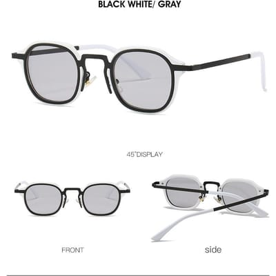 Lunettes de Soleil Homme Style Rétro Océanique Monture Alliage Métal Pieds Personnalisés Conduite Extérieure Protection Solaire UV 400 Verres Ronds Classiques Femme white