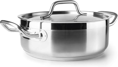 Kookpan met Deksel van Roestvrij Staal, 28 cm, Geschikt voor Inductie