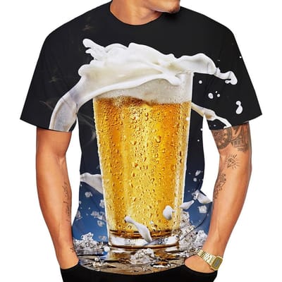 Zomer Hot Selling Creatief Bierpatroon 3D-print Koel Mode Gepersonaliseerd Leuk T-shirt 4XL