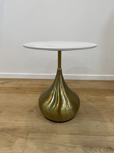 VLHOME design goud metalen onderstel Ceramische bovenkan kleine salontafeL/bijzettafel 50Ø x 55H