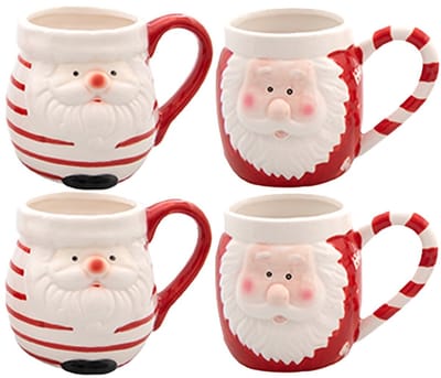 Kerst mok - kerstman - 8 x 11 cm - keramiek - 400 ml - beker - koffiemok/theemok