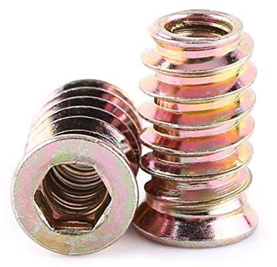 Dailygoods- Moer Invoegen Zeskant - Binnenzeskant Schroef - Koolstofstaal - 20 Stuks - Schroefdraadbus - Voor Houten Meubels - Insteekmoer