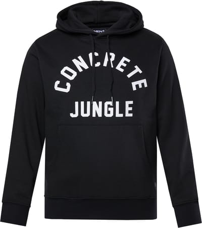 Men Plus - Heren - Hoodie borstprint kangoeroezakken - Zwart - Maat 3XL