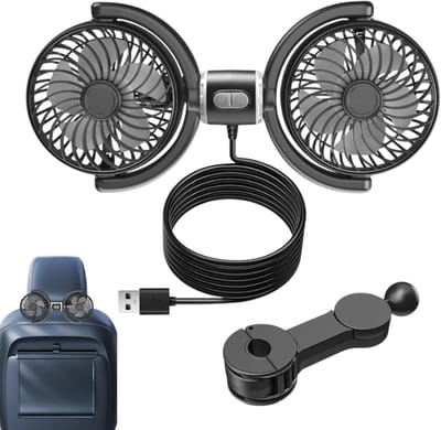 VHV - Autoventilator - usb autoventilator achterbank - USB oplaadbaar, met digitaal display - voor auto, achterbank, camper