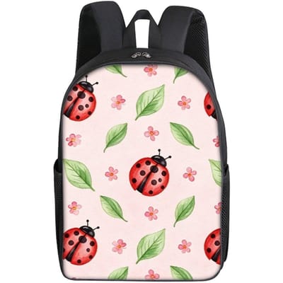 Lieveheersbeestje Bloemen Paddenstoelen Print Enkellaags Rugzak Eenvoudige Stijl voor Jongens/Meisjes Kinderen Beste Cadeaus 2D Platte Cartoon Schooltassen