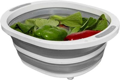 Kampeer Snijplank - Vouwbare Mand - Buiten Koken - Met Deksel - 40x32x15cm - Grijsachtig Wit