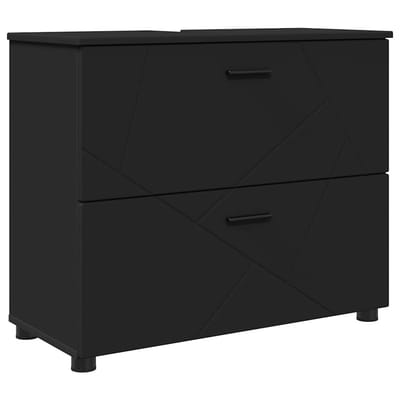 vidaXL - Badkamerkast - Zwart - 76,5 - x - 35 - x - 64 - cm - Bewerkt - hout - & - Metaal