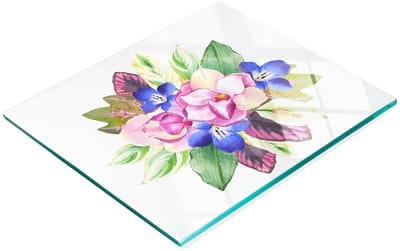 Duurzame en stijlvolle glazen snijplank met bloemenboeketpatroon 60x52 cm