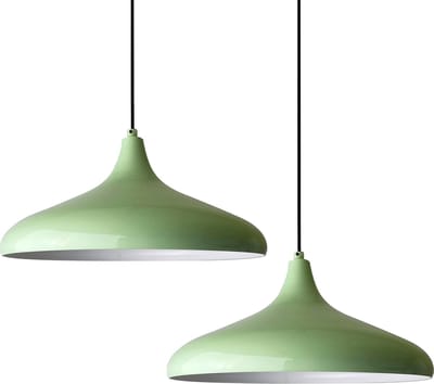 Bamyum Champion Hanglamp Eettafel Lamp 2 Vlam Mintgroen Ø35 cm Vintage Eettafel Lamp, Lampenkap Hanglamp