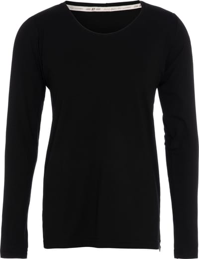 Knit Factory Lily Shirt - Dames shirt met ronde hals - T-shirt met lange mouwen - Shirt voor het voorjaar en de zomer - Superzacht - Shirt gemaakt van 96% viscose & 4% elastaan - Zwart - S