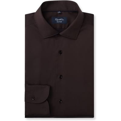 OLYMP Signature Overhemd, Tailored Fit, Signature Kent, Bruin