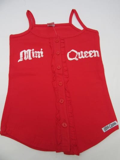 dirkje , meisjes , t-shirt zonder mouw , topje , rood , mini queen  110 - 5 jaar