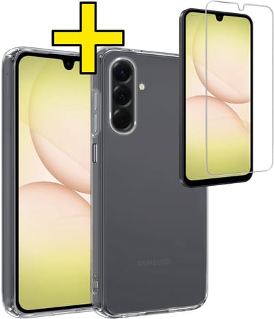 Hoesje - Met Screenprotector - Geschikt voor Samsung Galaxy A17 - Sterk & Shockproof - Back Cover - Siliconen Case - Telefoon Hoes - Telefoonhoesjes - Transparant