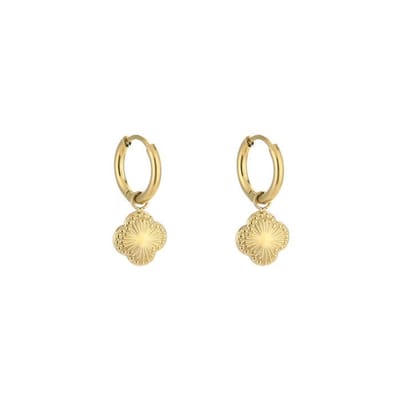 Bijoutheek Oorhangers Oorhanger Klaver Bewerkt Goud