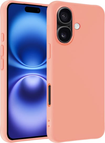 Hoesje - Geschikt voor Apple iPhone 16 - Sterk & Shockproof - Siliconen Case - Hoes Cover - Telefoonhoes - Perzik