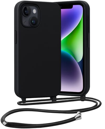 Hoesje Geschikt voor iPhone 13 Mini Hoes Met Telefoonketting - Backcover Geschikt voor iPhone 13 Mini Case Met Koord - Zwart