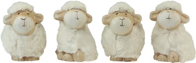 Paasdecoratie schapen keramiek decoratie Paascrème 9,5×6×9cm 4 st, 4 S