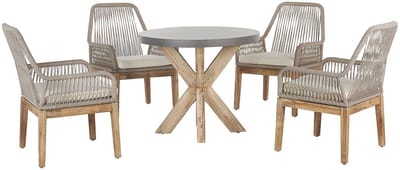 OLBIA - Tuinset voor 4 Rond - Beige - Vezelcement