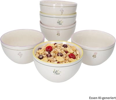 6-delige set Jardin ontbijtborden met bloemen 2x Geel, Paars & Roze van keramiek – Q06000230