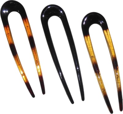 Haarpinnen U-vorm donkerbruin-zwart-lichtbruin set van 3 stuks. - lengte 13 cm / breedte 3,5 cm