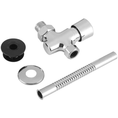 Toiletspoelventiel van zinklegering, handmatig met drukknop, opbouwmontage, vertraagde indrukking, automatische uitschakeling, badkameraccessoires.