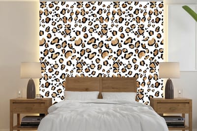 Behang - Fotobehang Panterprint - Bruin - Patronen - Breedte 240 cm x hoogte 240 cm