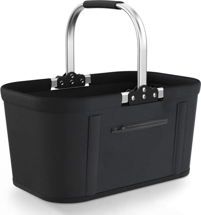 Opvouwbare boodschappenmand van 30 liter met 4 steunstangen, stabiele draagmand en picknickmand, grote opvouwbare mand voor het gezin, 46 x 27 x 25 cm, met gevoerde handgrepen, voor winkelen