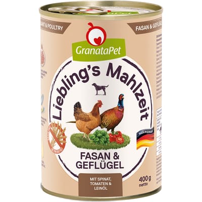 Granatapet Lievelingsmaaltijd  6 x 400 g Hondenvoer - Fazant & Gevogelte