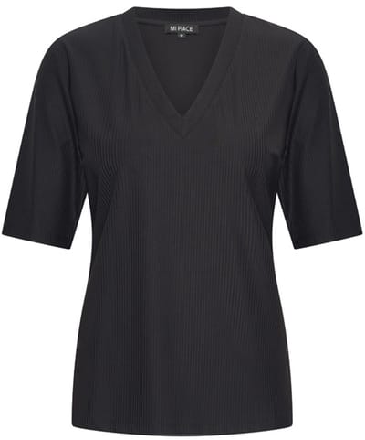 MI PIACE - Travel Shirt V-Neck Ribbed MP202644 Black - Maat : L