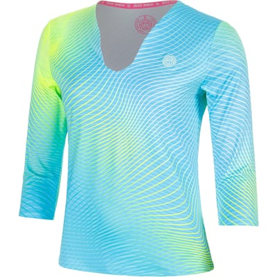 BIDI BADU Out of Control V-Neck Longsleeve Dames-lichtblauw, neongeel