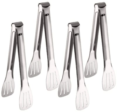 4-Pack - 9-inch serveertangen - RVS saladetangen - Buffetvoorgerechten-desserttangen - Voor voedselfeestjes (zilver)