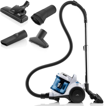 ETA Ambito Stofzuiger zonder Zak met ECO-motor en Opzetstukken – HEPA 12 Filter – Actieradius 8 Meter – 360° Draaibaar – 1,5 Liter – Wit